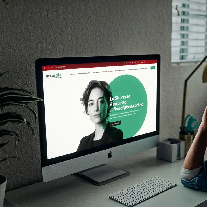 Le site Arcasafe sur l’écran d’un iMac, posé sur un bureau